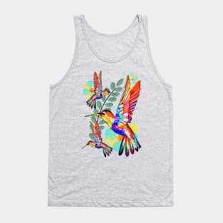 Hummingbird Watercolor Art Floral Pattern Tank Top